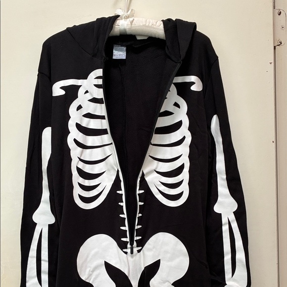 🆕 Skeleton Print Black Onesie size small with gloves Unisex Adult SMALL - Picture 6 of 6